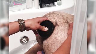 ANAL DESTRUCTION BATH WITH BIG DILDO AND INFLATABLE PLUG