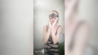 Foamy Washing Natural Blonde Hair in Wet Black Dress. Tik Tok Angel Fowler