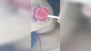 Hot Latin Teen doing a Sexy Striptease and Fucking her Pussy with Lollipop