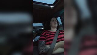 Playing with my Tits while Driving