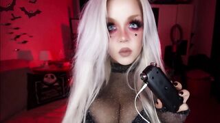 ASMR BLONDE WITH BIG BOOBS PLAYS WITH SALIVA