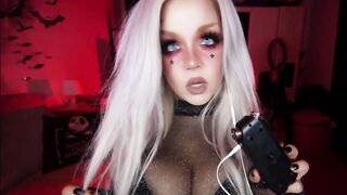 ASMR BLONDE WITH BIG BOOBS PLAYS WITH SALIVA