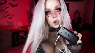 ASMR BLONDE WITH BIG BOOBS PLAYS WITH SALIVA