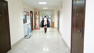 Exhibitionist Girl in Office Building