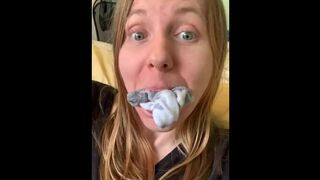 Sock Stuffing then Rub on Dildo