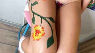 Girlfriend Makatsuge Draws BodyArt on my Nude Body