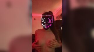 18 YO Mask Girl Boob Play while Vaping