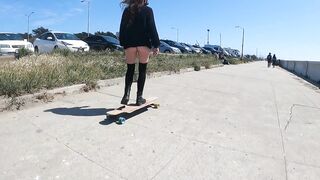 Teaser - POV of what my Longboard Sees, Upskirt no Panties!