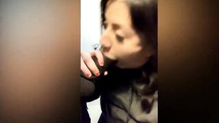 Sucking a black cock in the airplane bathroom