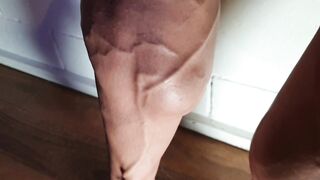 Big Ripped FBB Legs Struting around Flexing and Viens Popping INSANE CALVES