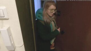 fat ass blonde sucks off in the bathroom