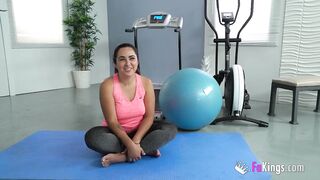 Chubby Latina teases and bangs her black personal trainer