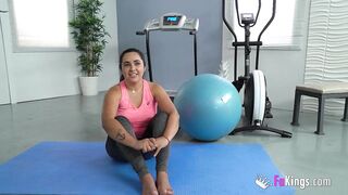 Chubby Latina teases and bangs her black personal trainer