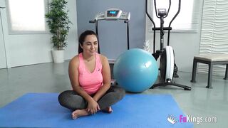 Chubby Latina teases and bangs her black personal trainer