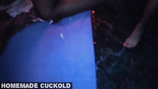 Cuckold Wife gets spit roasted in swingers club