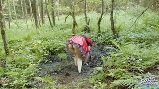 Red Riding hood masturbates in forest mud