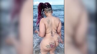 Big booty naked beach walk