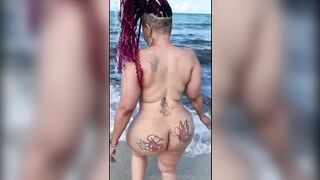 Big booty naked beach walk