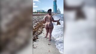 Big booty naked beach walk