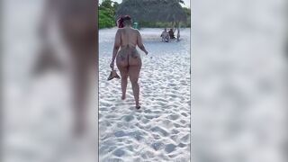 Big booty naked beach walk