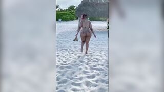 Big booty naked beach walk