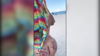 Big booty naked beach walk