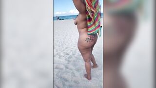 Big booty naked beach walk