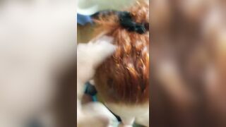 Redhead hooker sucking dick for creampie in her pussy