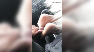 Cum on soles in car