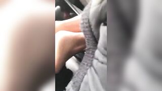 Cum on soles in car