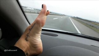 Barefoot Play On A Car Dashboard