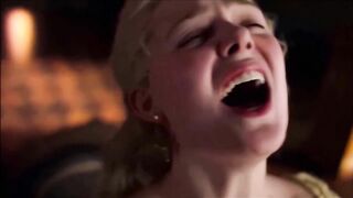 ELLE FANNING lesbian pussy licking under skirt, Hollywood celeb scene dyke milf licks princess pussy