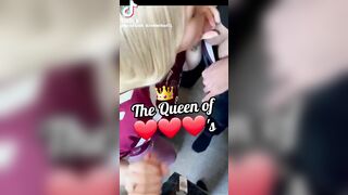 TikTok blonde sucks 2 cocks before the football