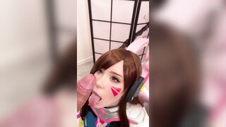 Girl Cosplay D.Va from Overwatch and Sucks Dick till Facial