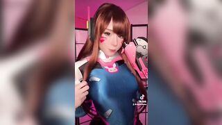 Girl Cosplay D.Va from Overwatch and Sucks Dick till Facial