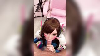 Girl Cosplay D.Va from Overwatch and Sucks Dick till Facial