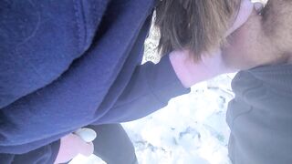 COUPLE Goes for HIKE in SNOW. WIFE GIVES BJ and Gets FUCKED, CREAMPIED, and CUM ON ASS in PUBLIC.