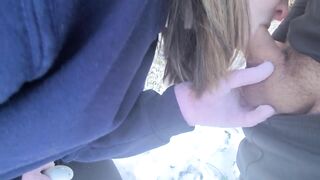 COUPLE Goes for HIKE in SNOW. WIFE GIVES BJ and Gets FUCKED, CREAMPIED, and CUM ON ASS in PUBLIC.