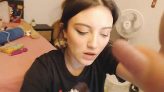 Sexy skinny otaku camgirl with an angelic face feels very horny