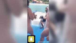 2 girls with butt plugs dancing naked at boat party