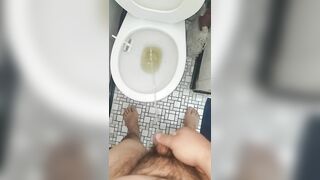 POV Guy peeing in the morning