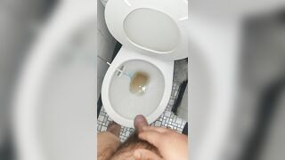 POV Guy peeing in the morning