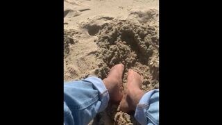 BIG FEET playing in the sand