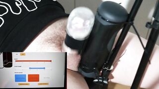 Wife edging his cock remotely