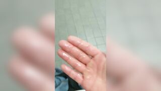 Pushing Fresh Cum Out of My Ass in a Public Toilet