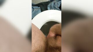 Pushing Fresh Cum Out of My Ass in a Public Toilet