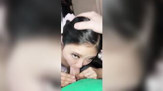 Asian cosplay blowjob with mouth full of cum