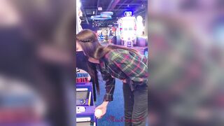 Skee-Ball is Always More Fun with Your Tits Out! Wife Flashes at an Arcade