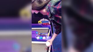 Skee-Ball is Always More Fun with Your Tits Out! Wife Flashes at an Arcade