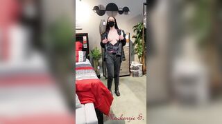 Risky Wife Flashes Tits and Pussy in a Furniture Store